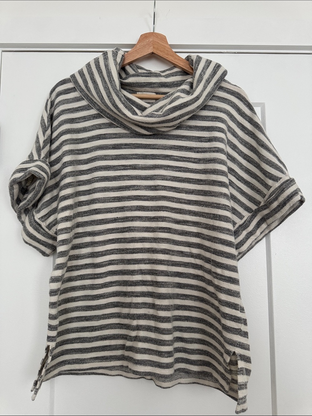 T.La Black & Cream Striped Knit Top